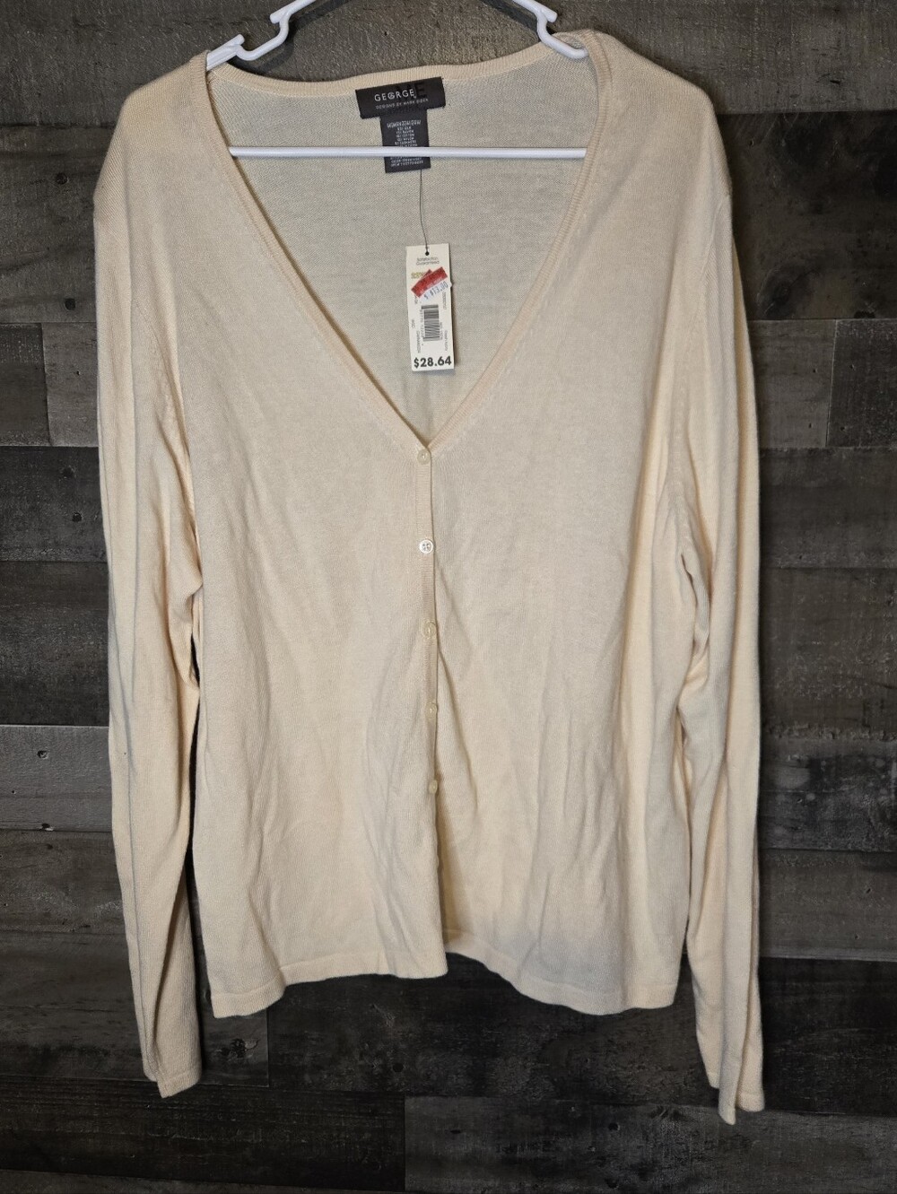 George Lightweight V-Neck Cardigan in Beige